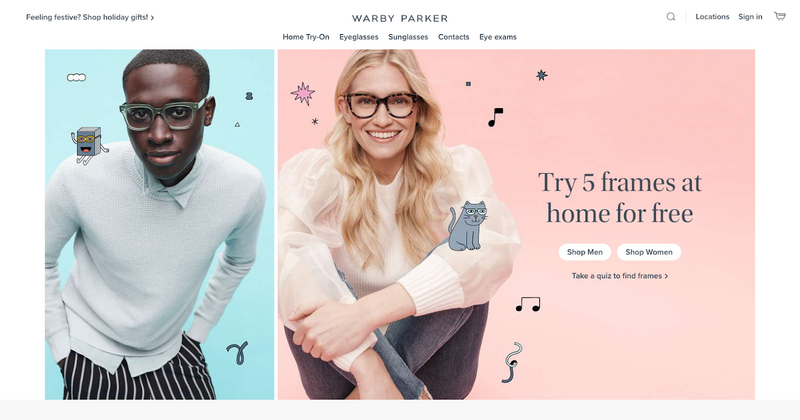 warby parker homepage