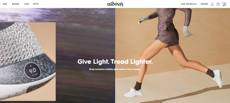 allbirds homepage